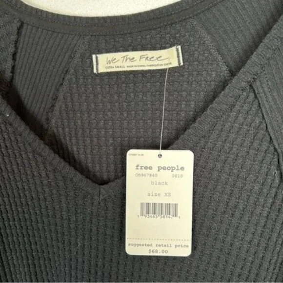 Free People Santa Clara Long long Sleeve V-neck Black, NEW… - Picture 7 of 8